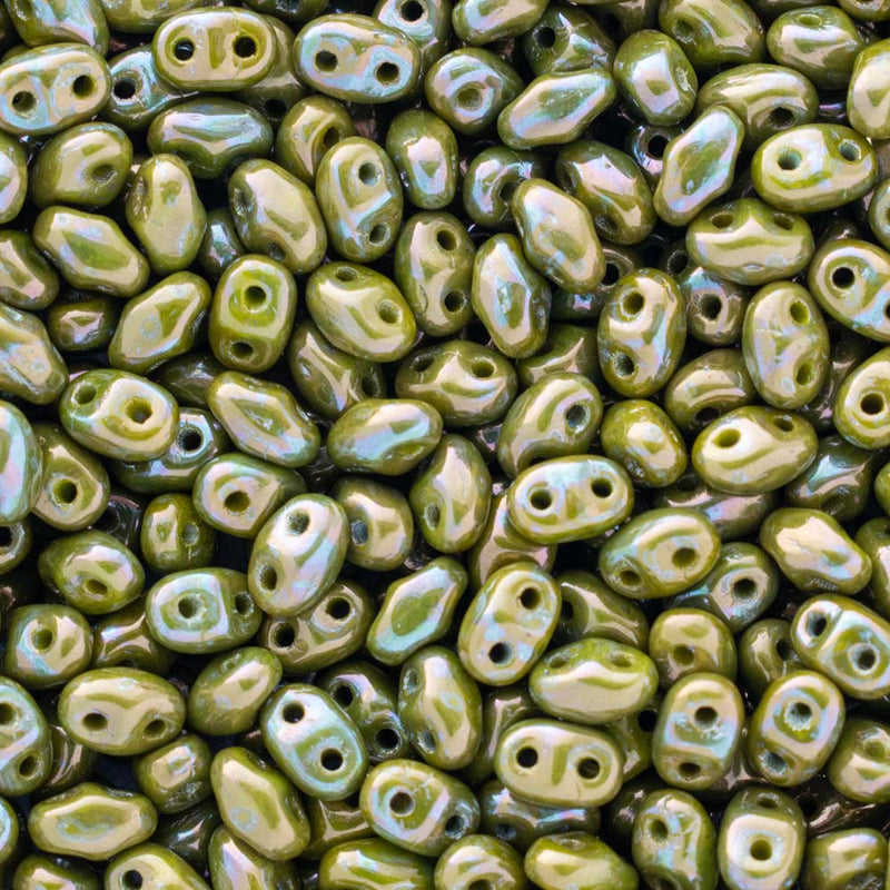 Matubo MiniDuo Beads 2x4mm, Nebula - Opaque Olivine