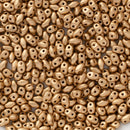 Matubo MiniDuo Beads 2x4mm, Matte - Metallic Flax/Gold