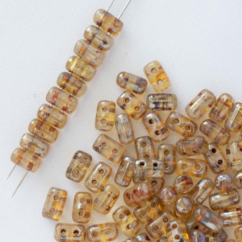 Matubo Rulla Beads 5x3mm, Crystal - Silver Picasso