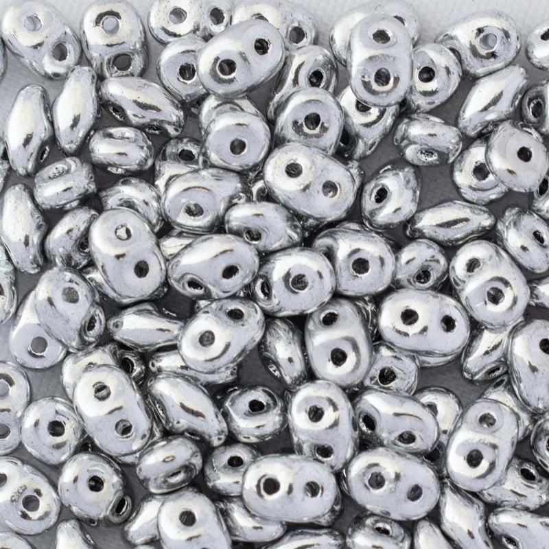 Matubo SuperDuo Beads 2.5x5mm, Silver