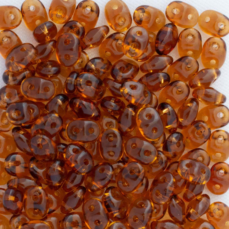 Matubo SuperDuo Beads 2.5x5mm, Transparent Smoky Topaz