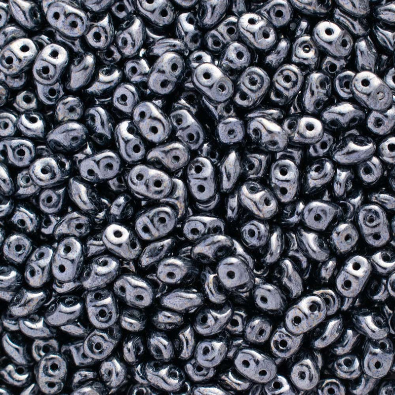 Matubo SuperDuo Beads 2.5x5mm, Jet Hematite