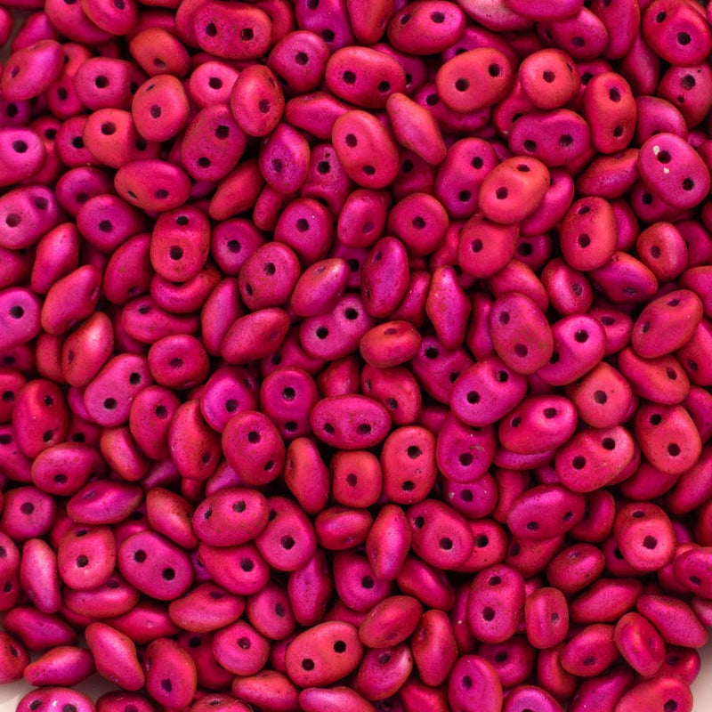 Matubo SuperDuo Beads 2.5x5mm, Metalust Matte Hot Pink