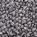 Matubo SuperDuo Beads 2.5x5mm, Pastel Light Grey/Silver