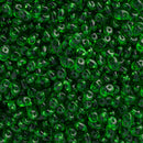 Matubo SuperDuo Beads 2.5x5mm, Transparent Dark Green/Chrysolite