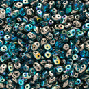 Matubo SuperDuo Beads 2.5x5mm, Aqua Graphite Rainbow
