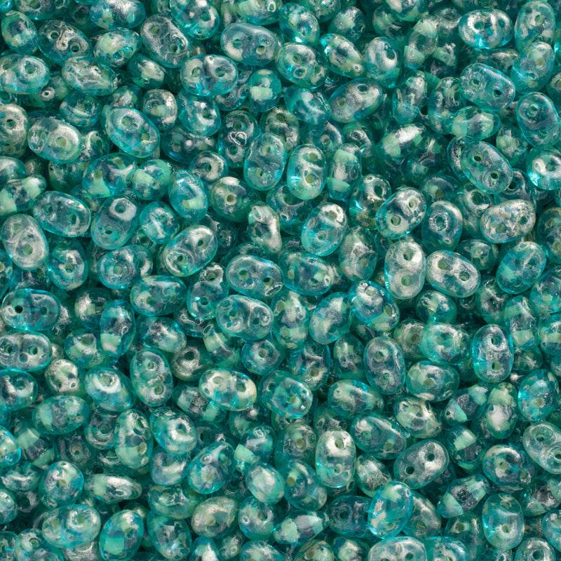 Matubo SuperDuo Beads 2.5x5mm, Picasso Aqua