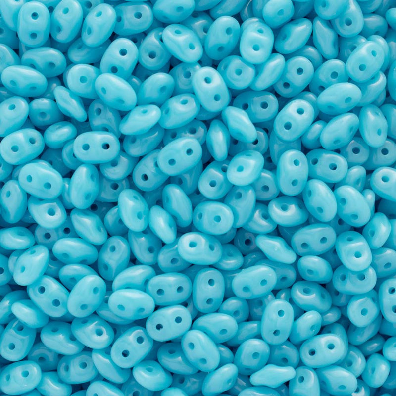 Matubo SuperDuo Beads 2.5x5mm, Opaque Turquoise Blue