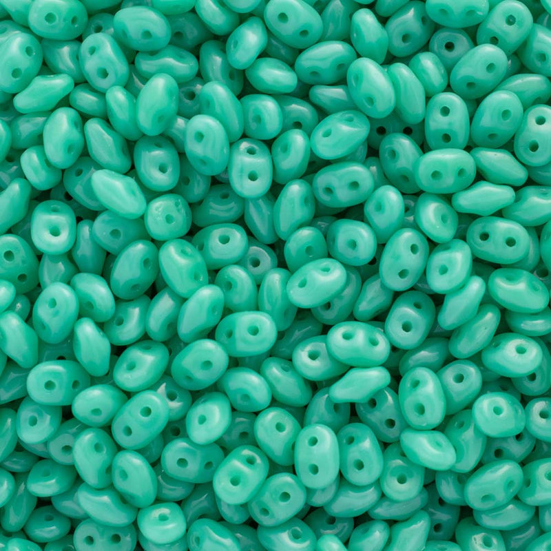 Matubo SuperDuo Beads 2.5x5mm, Opaque Turquoise Green