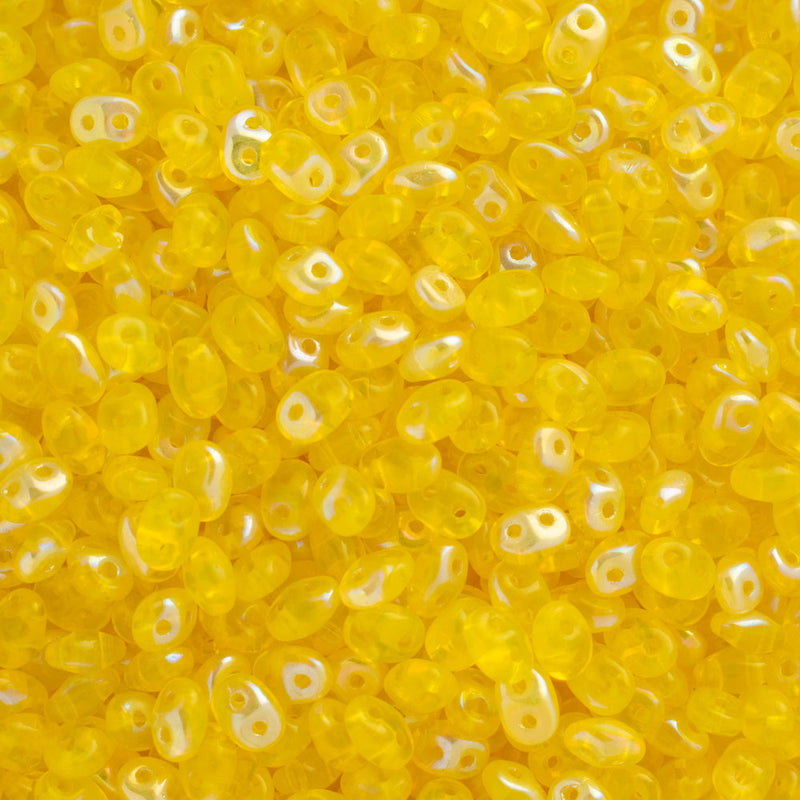 Matubo SuperDuo Beads 2.5x5mm, Transparent Yellow/Amber AB