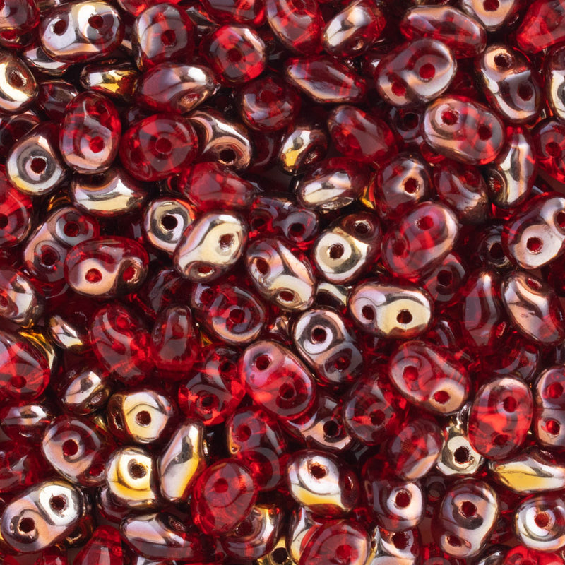 Matubo SuperDuo Beads 2.5x5mm, Transparent Ruby AB