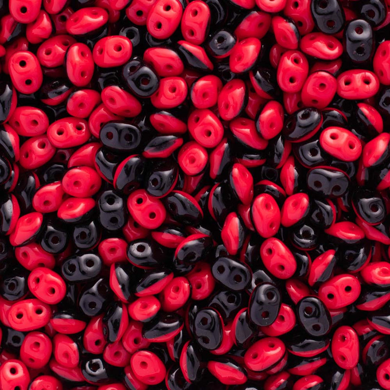 Matubo SuperDuo Beads 2.5x5mm, Duets Opaque Red Black