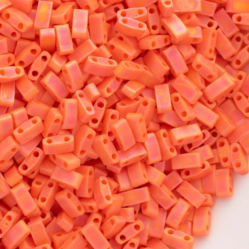 Miyuki Half Tila Beads 5x2.3x1.9mm, 406FR Opaque Matte Orange