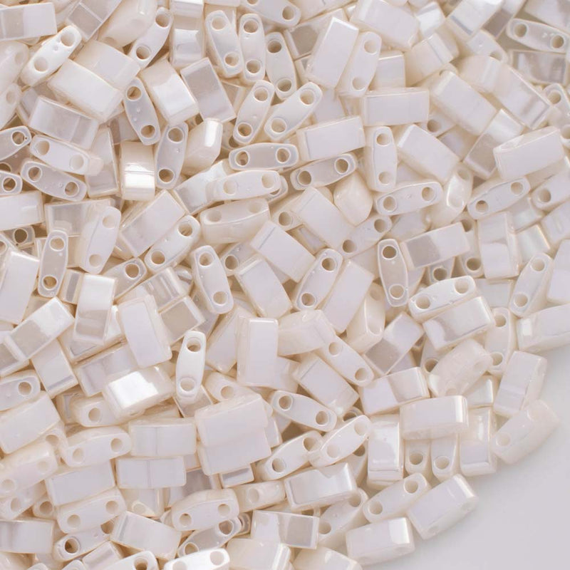 Miyuki Half Tila Beads 5x2.3x1.9mm, 592 Ceylon Antique Ivory Pearl