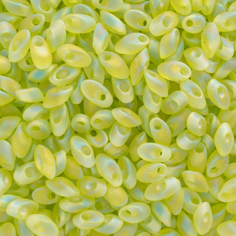 Miyuki Long Magatama Beads 4x7mm, 143FR Matte Transparent Chartreuse