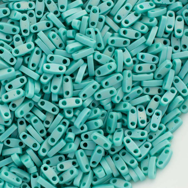 Miyuki Quarter Tila Beads 5x1.2x1.9mm, 412FR Opaque Matte AB Turquoise Green