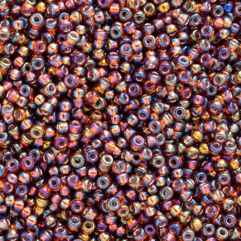 Miyuki Round Seed Beads Size 11/0 2mm, 1005 Silver Lined Dark Topaz AB