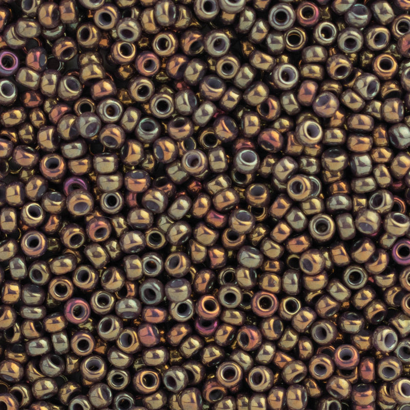 Miyuki Round Seed Beads Size 11/0 2mm, 1966  Metallic Iris Batik Gold