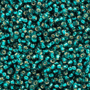 Miyuki Round Seed Beads Size 11/0 2mm, 30 Silver Lined Dark Teal