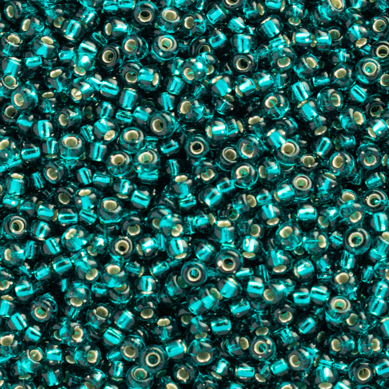 Miyuki Round Seed Beads Size 11/0 2mm, 30 Silver Lined Dark Teal