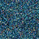 Miyuki Round Seed Beads Size 11/0 2mm, 339 Blue Lined Aqua AB, 8 grams