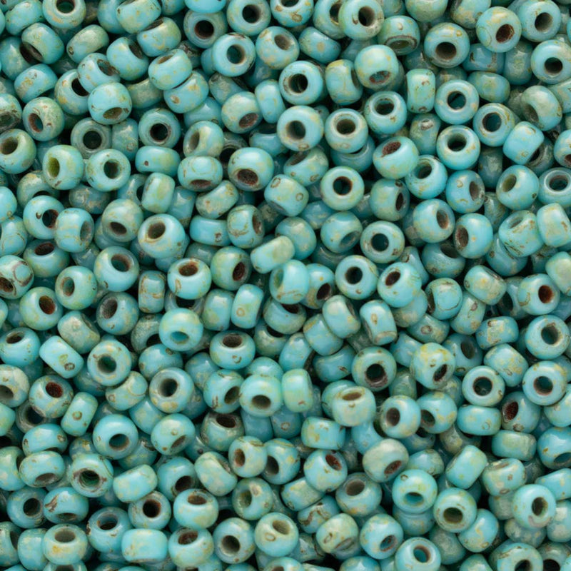 Miyuki Round Seed Beads Size 11/0 2mm, 4514 Picasso Opaque Seafoam Green Matte
