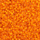 Miyuki Round Seed Beads Size 11/0 2mm, 8F Matte Silver Lined Orange
