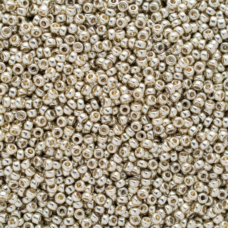 Miyuki Round Seed Beads Size 15/0 1.5mm, 4201 Duracoat Galvanized Silver