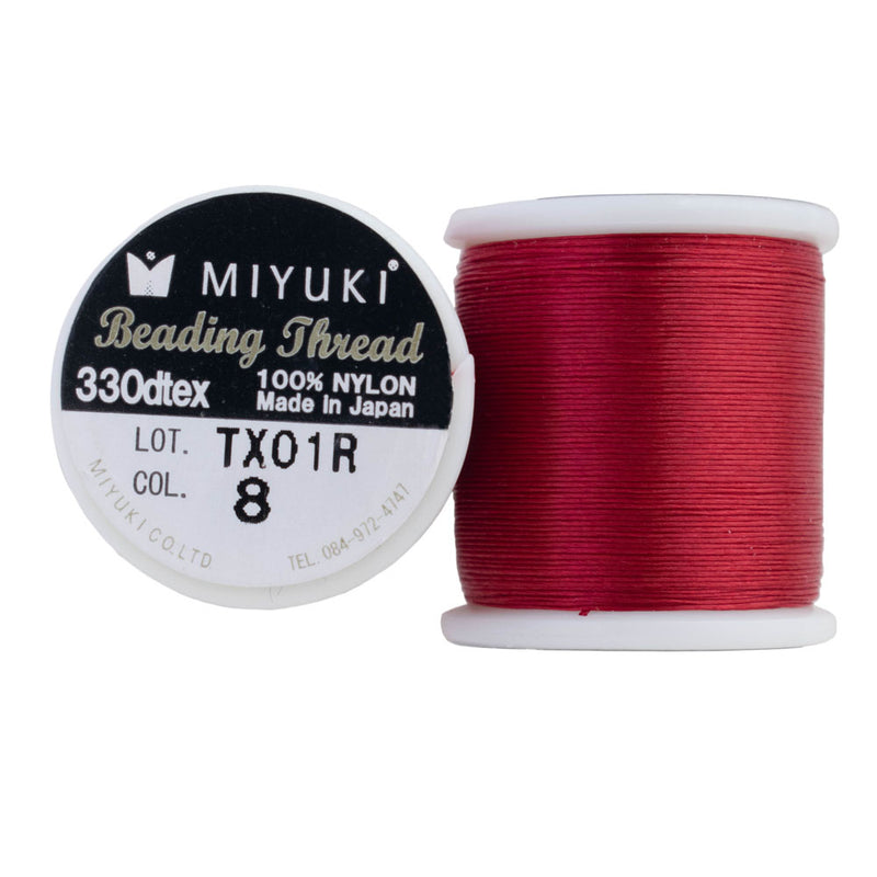 Miyuki 330dtex 100% Nylon Beading Thread, Size-B, 0.2mm Thickness, Red, 50 Meters