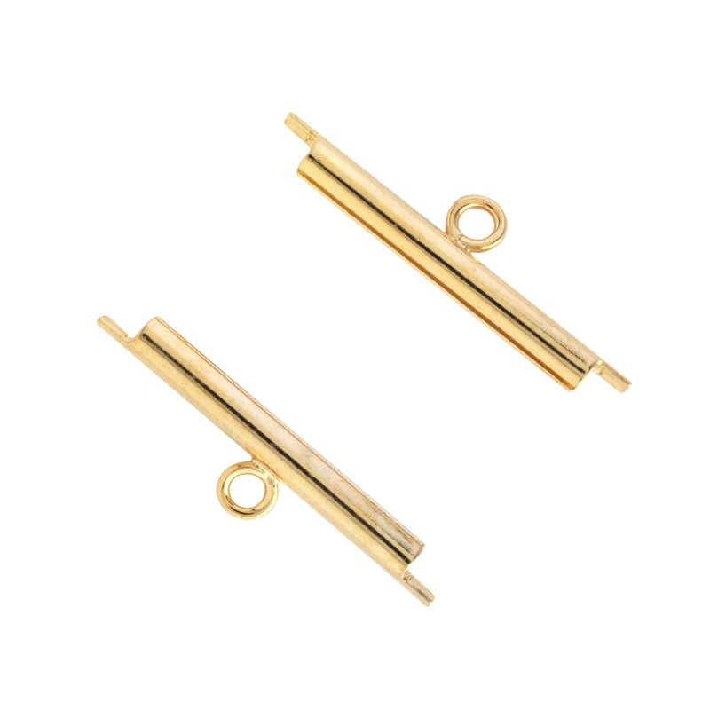 Miyuki Slide Tube Cord Ends, 20mm, Gold