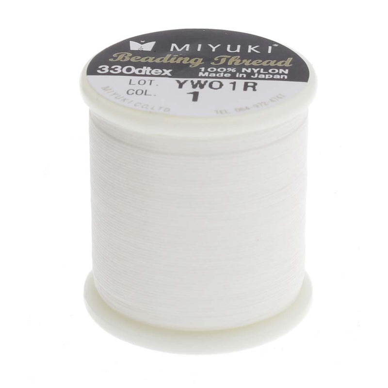 Miyuki 330dtex 100% Nylon Beading Thread, Size-B, 0.2mm Thickness, White, 50 Meters