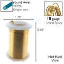 Wire Elements Tarnish Resistant Half-Hard 18 Gauge Wire, Gold - 10 Yards