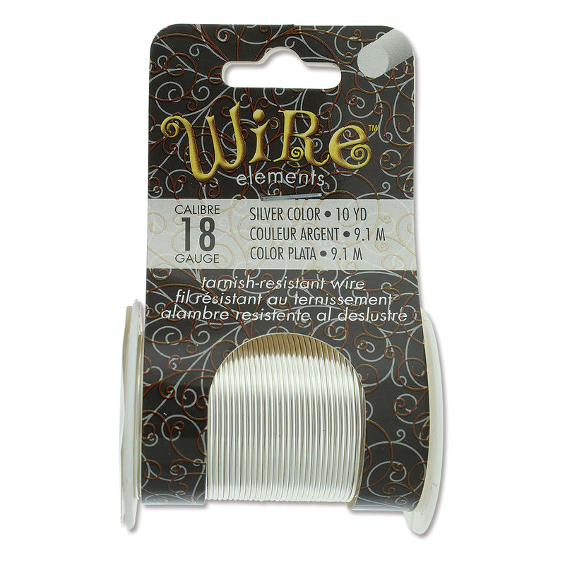 Wire Elements Tarnish Resistant Half-Hard 18 Gauge Wire, Silver - 10 Yards