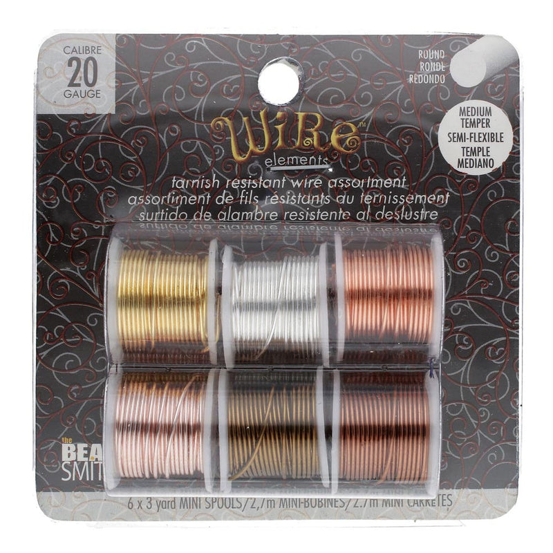 Wire Elements Tarnish Resistant 20 Gauge Wire, Assorted Colors - 18 Yards (6 Colors x 3 Yards)