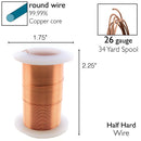 Wire Elements Tarnish Resistant 26 Gauge Wire, Copper - 34 Yards/31.09 Meters