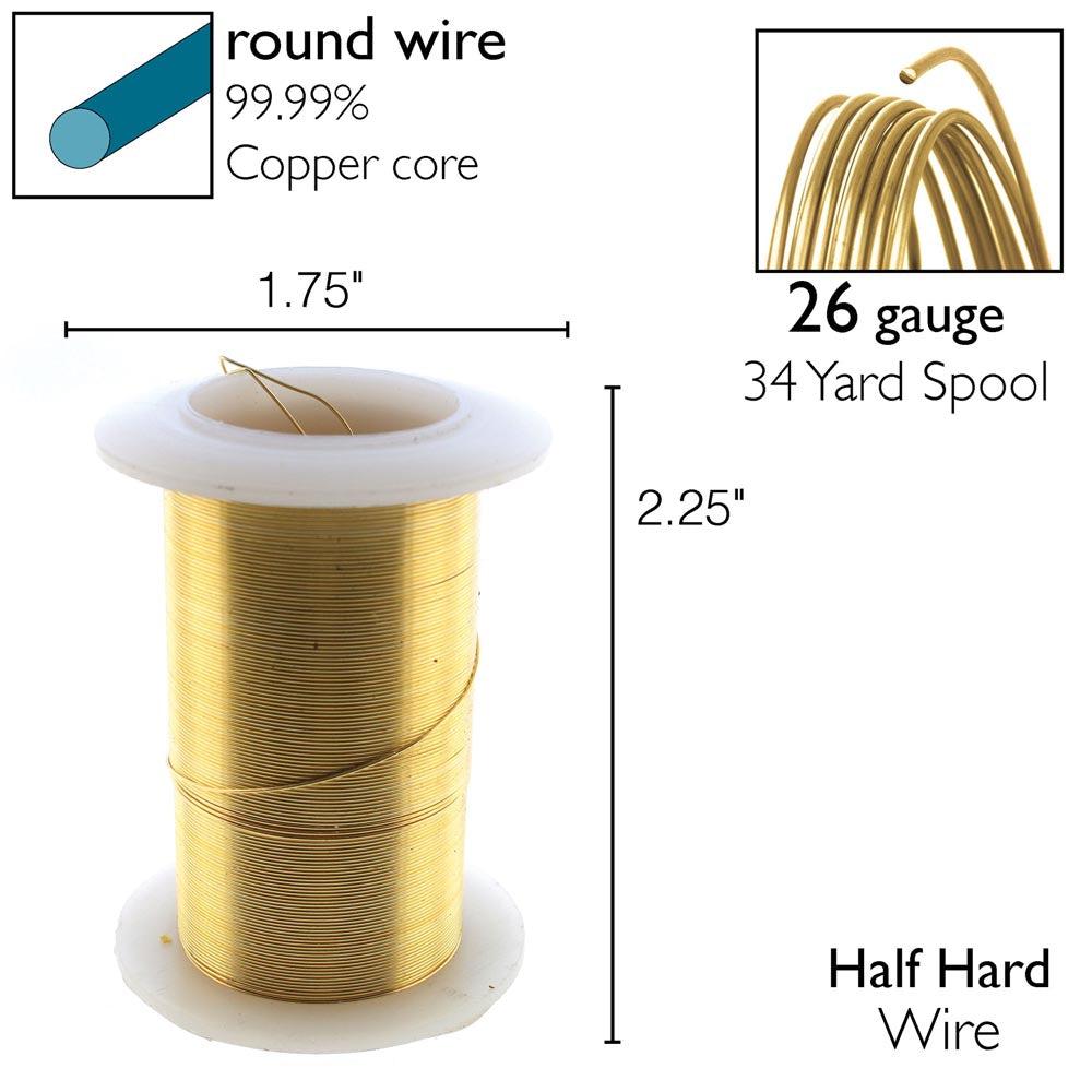 Wire Elements, Tarnish Resistant Rose Gold Wire, 26 Gauge 34 Yards