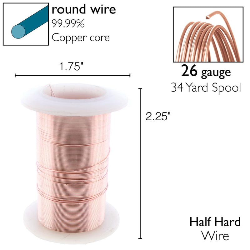 Wire Elements Tarnish Resistant 26 Gauge Wire, Rose Gold - 34 Yards