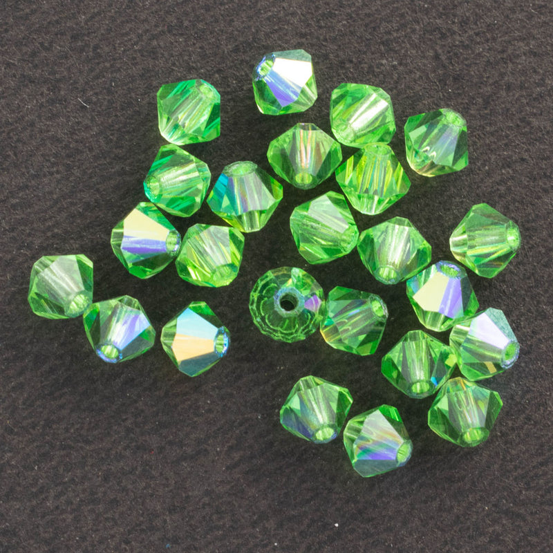 Preciosa - Bicone Crystal Beads 4mm, Peridot AB, 24 Pieces