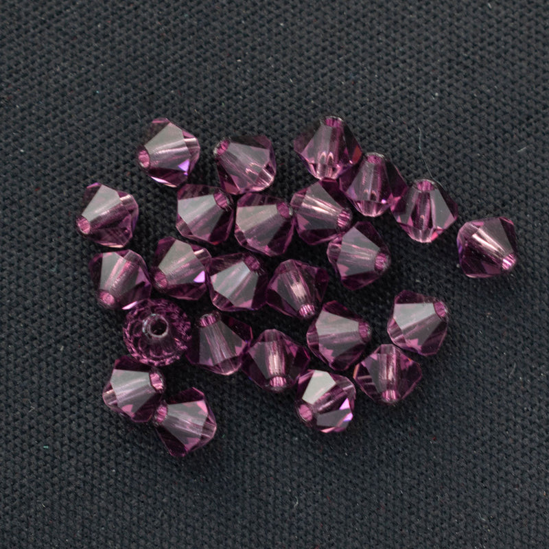 Preciosa - Bicone Crystal Beads 4mm, Amethyst