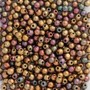 Starman Finial Half-Drilled Round Beads 2mm, Matte - Metallic Bronze Iris