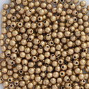 Starman Finial Half-Drilled Round Beads 2mm, Matte - Metallic Flax/Gold