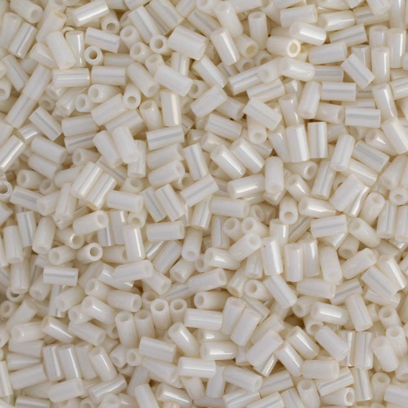 Toho Bugle Beads 3mm, 122 Opaque-Lustered Navajo White