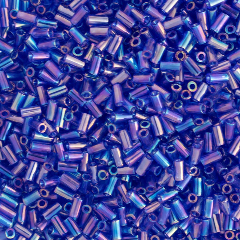 Toho Bugle Beads 3mm, 87 Transparent-Rainbow Cobalt