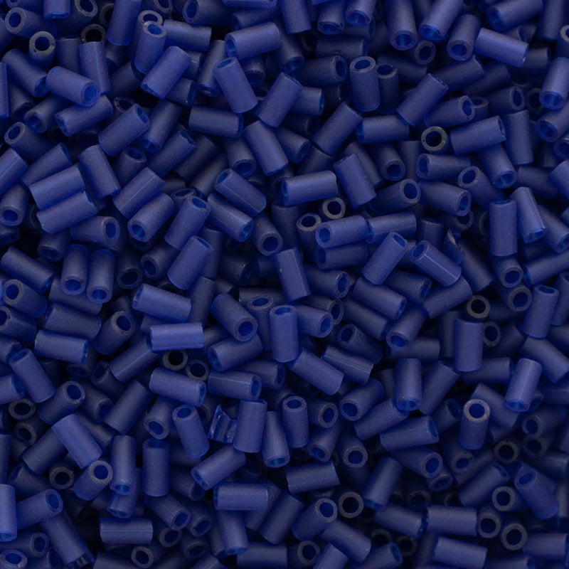 Toho Bugle Beads 3mm, 8DF Transparent-Frosted Cobalt