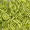 Toho Bugle Beads 6mm, 24 Silver-Lined Lime Green