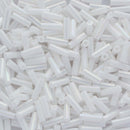 Toho Bugle Beads 6mm, 401 Opaque-Rainbow White