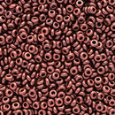Toho Demi Round Seed Beads Size 11/0 2.2mm, Y911 HYBRID Metallic Suede - Red Copper