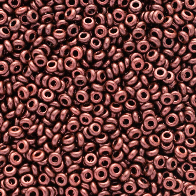 Toho Demi Round Seed Beads Size 11/0 2.2mm, Y911 HYBRID Metallic Suede - Red Copper