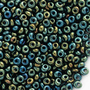 Toho Magatama Beads 3mm, 84 Metallic Iris - Green/Brown
