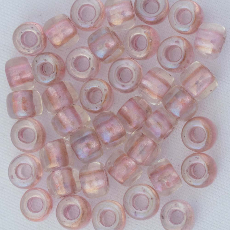Toho Round Seed Beads Size 3/0 5.5mm, 267 Inside-Color Crystal/Rose Gold-Lined